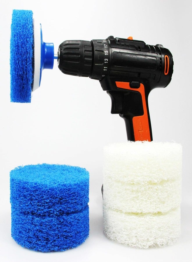 Cooptop 7 Piece Drill Brush Attachment Set - Power Scrub Pad Cleaning Kit – Power Scrubbing Drill Attachment - Cleaning Scouring Pads (Blue and White) - Image 1